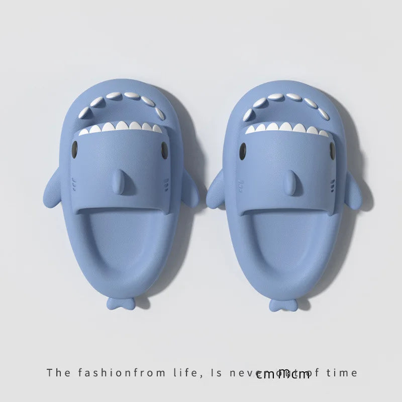 4cm Thick Sole Shark Slippers Women Men Indoor Bathroom Slides Cute Cartoon 2024 Summer Shoes Female Male Street Beach Sandals