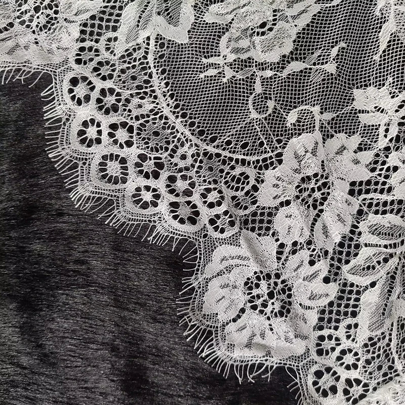 White Eyelash Lace Fabric Embroidery Floral DIY Sewing Material Cloth for Wedding Dresses, Bridal Veils,Home Tablecloth Decor