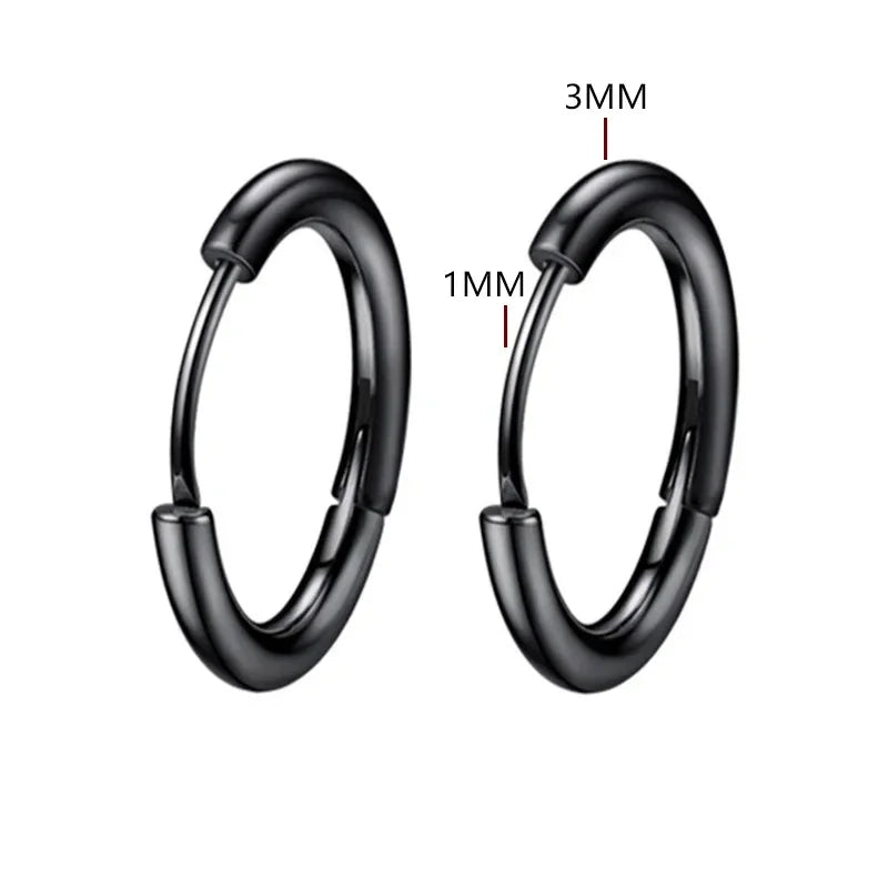 2pc Stainless Steel Small Hoop Earrings Punk Hip Hop Circle Round Huggie Hoop Earrings for Women Men Ear Ring Ear Bone Buckle