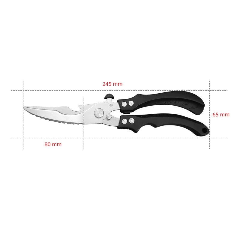 Utility Kitchen Scissors Plastic Handle Stainless Steel Blade Ultra Sharp Strong Scissors Slicing Fish Chicken Meat Scissorses
