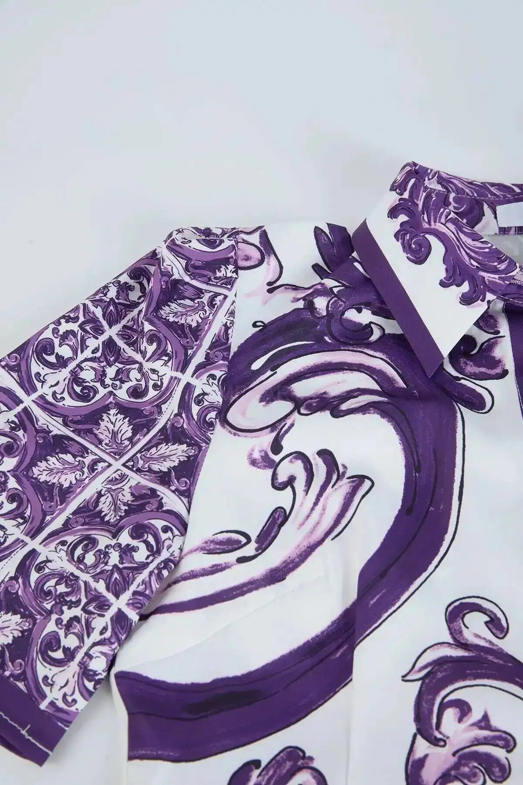 Fashion Summer Floral Long Dress Women Purple Porcelain Print Midi Dresses Shirt Single Breasted Office Lady Work Holiday Runway