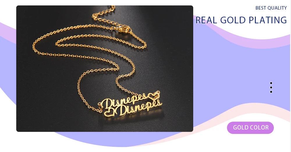 Custom Necklace Name Logo Personalized Pendant Nameplate Gift For Women Men Mother Couple Family Stainless Steel Chain Jewelry