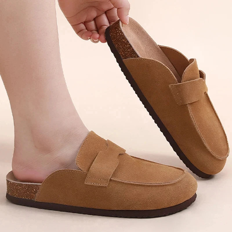 Kidmi Women's Genuine Suede Clogs Soft Footbed Leather Potato Shoes Comfort Slip On Clogs with Arch Support Fashion Home Slipper