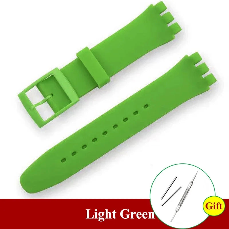 for Swatch Men Women Rubber Watch Band Soft Silicone Straps 16mm 17mm 19mm 20mm Sport Replacement Bracelet Wristbelt Accessories