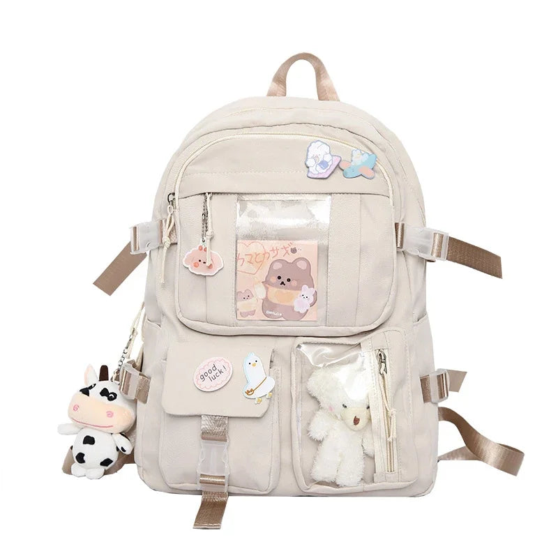 Popular Pink Purple Color Girls High School Student Backpack Bags Without any accessory version