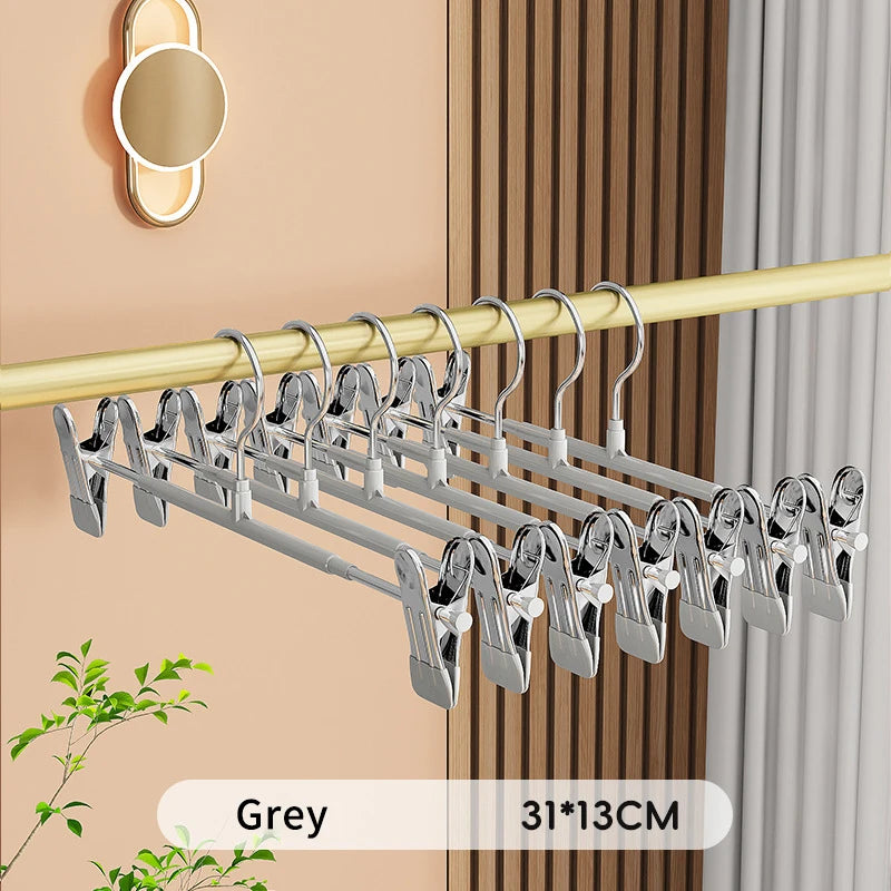 5Pcs Pants Hangers with Clips Adjustable Skirt Hangers for Women Non-Slip Trousers Hanger for Jeans Clothes Hangers for Pants