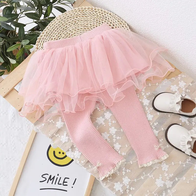 Girls Skirt-leggings Spring Autumn Mesh Skirt Pants for Kids Warm Winter Lace Children Leggings Toddler Trousers Baby Tights