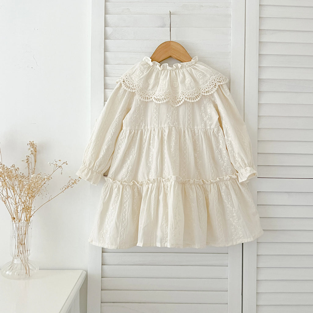 Spring Autumn New Kids Baby Dress Girls Lace Sweet Embroidery Princess Dress Kids Baby Girls Dress Cotton Children Clothes Dress