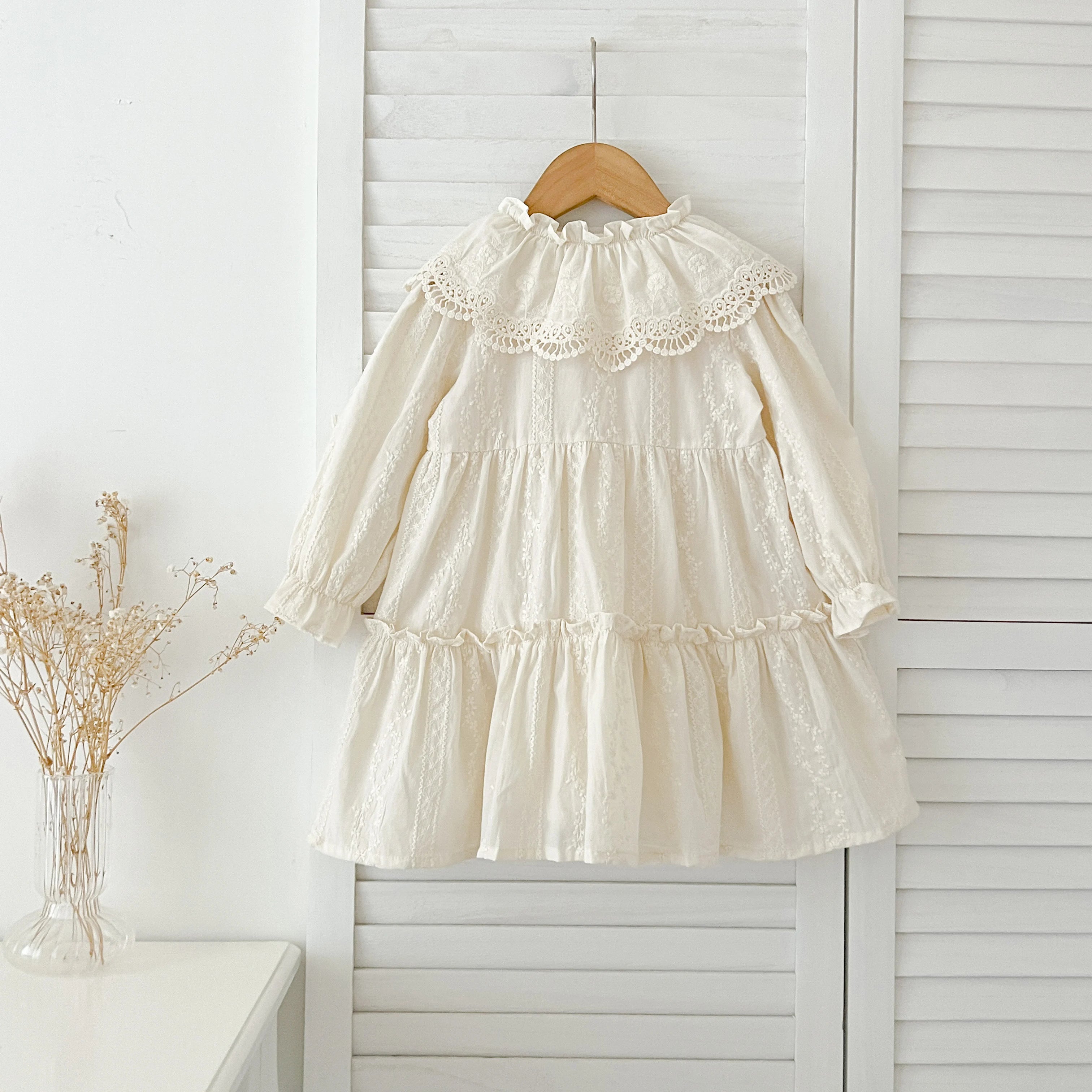 Spring Autumn New Kids Baby Dress Girls Lace Sweet Embroidery Princess Dress Kids Baby Girls Dress Cotton Children Clothes Dress