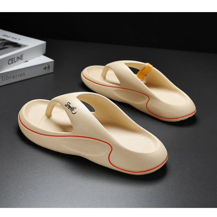 Men's flat slippers summer thick soft sole eva slippers outdoor beach sandals women's 45 non-slip comfortable bathroom slippers
