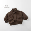2026 Autumn New Children Casual Coat Girls Zipper Jacket Solid Baby Loose Outerwear Cotton Boys Work Coat Kids Clothes