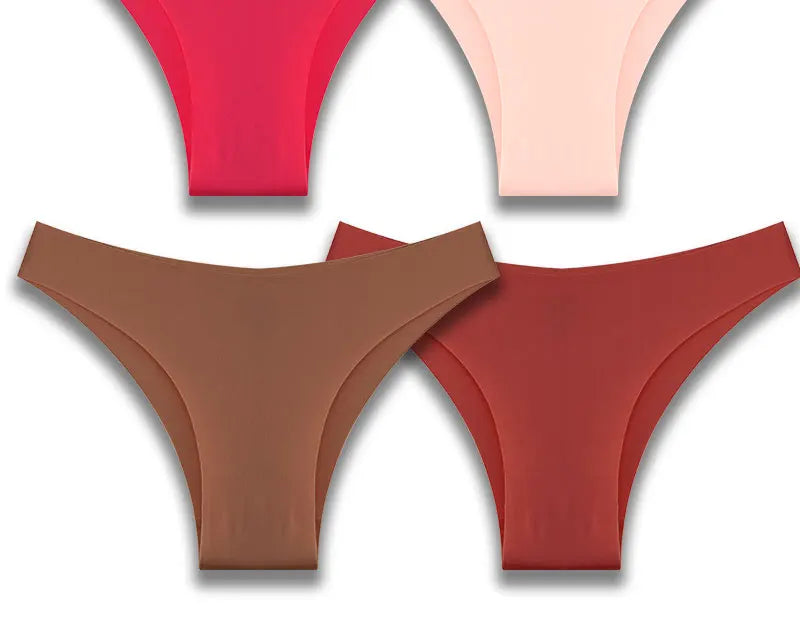 3Pcs/Set Ice Silk Seamless Underwear For Women Low Waisted Brazilian Pants Breathable High Elasticity Lingerie Intimates Panties