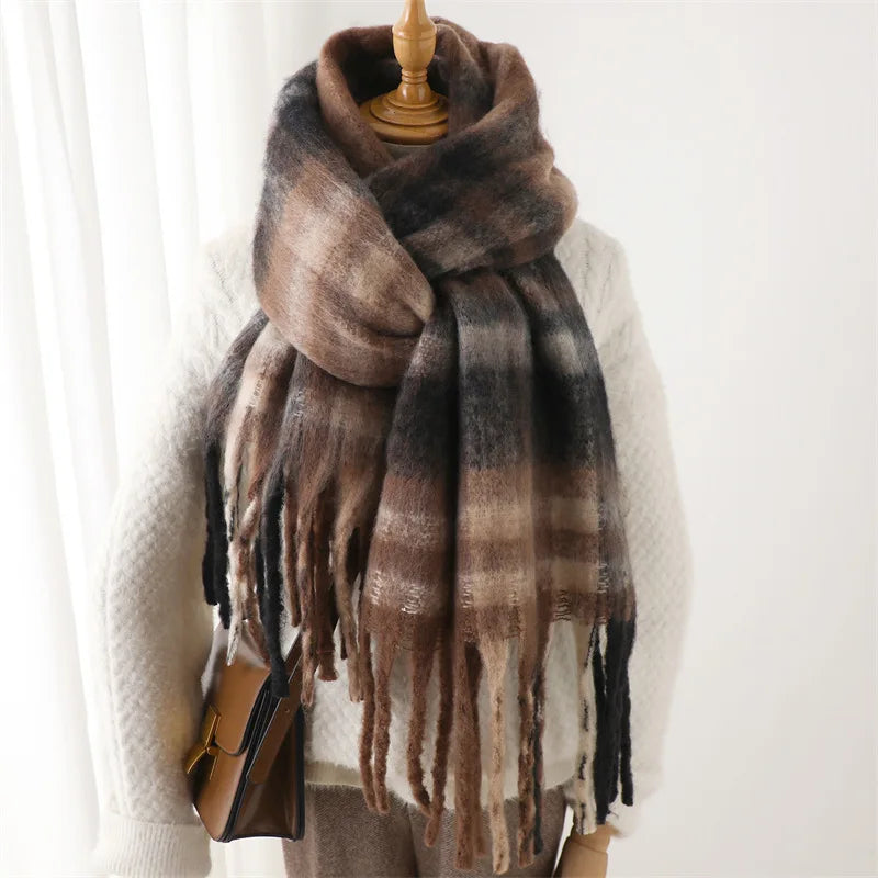 Korean Winter Imitation Cashmere Scarf Student Neck Thick Warm Shawl Men Women Popular Tassel Scarves Bufanda Blanket Thickening