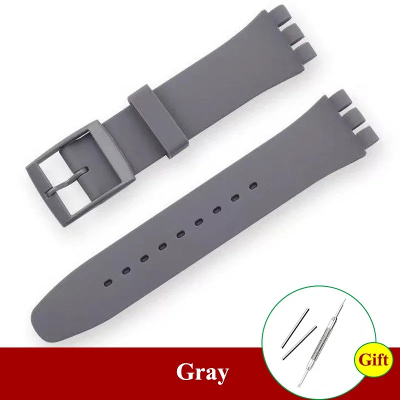 for Swatch Men Women Rubber Watch Band Soft Silicone Straps 16mm 17mm 19mm 20mm Sport Replacement Bracelet Wristbelt Accessories