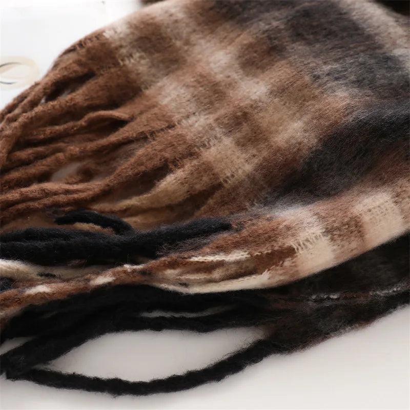 Korean Winter Imitation Cashmere Scarf Student Neck Thick Warm Shawl Men Women Popular Tassel Scarves Bufanda Blanket Thickening