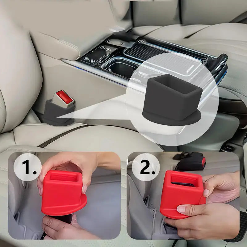 1/2pcs Car Belt Buckle Holder Made Of Eco-Friendly Silicone & Children Can Safe Touch Seat belt slot fastener