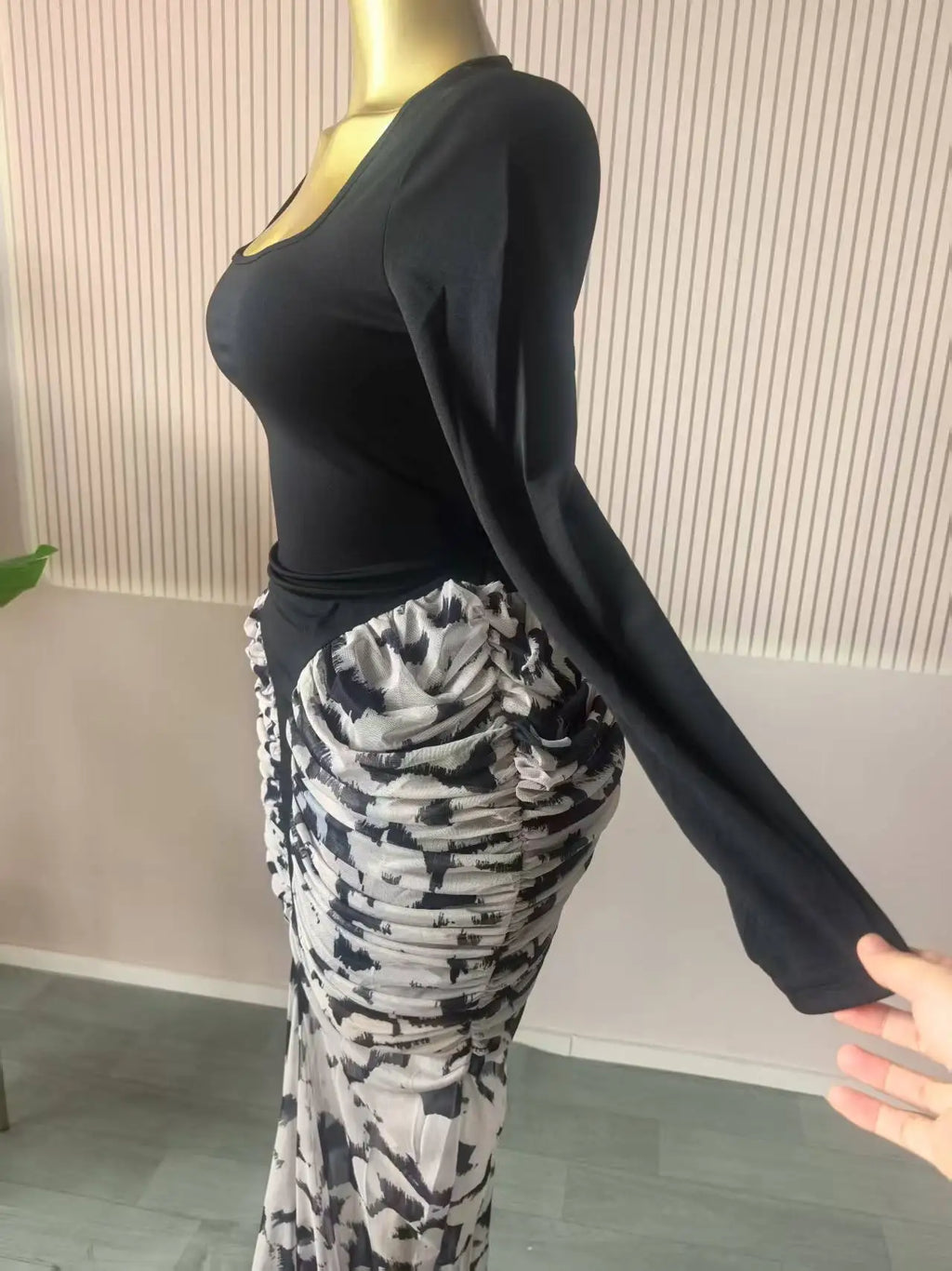 CM.YAYA Women Print Patchwork Stacked Ruched Sleeveless Bodycon Midi Maxi Long Dress 2025 Birthday Vacation Sexy Party Dresses