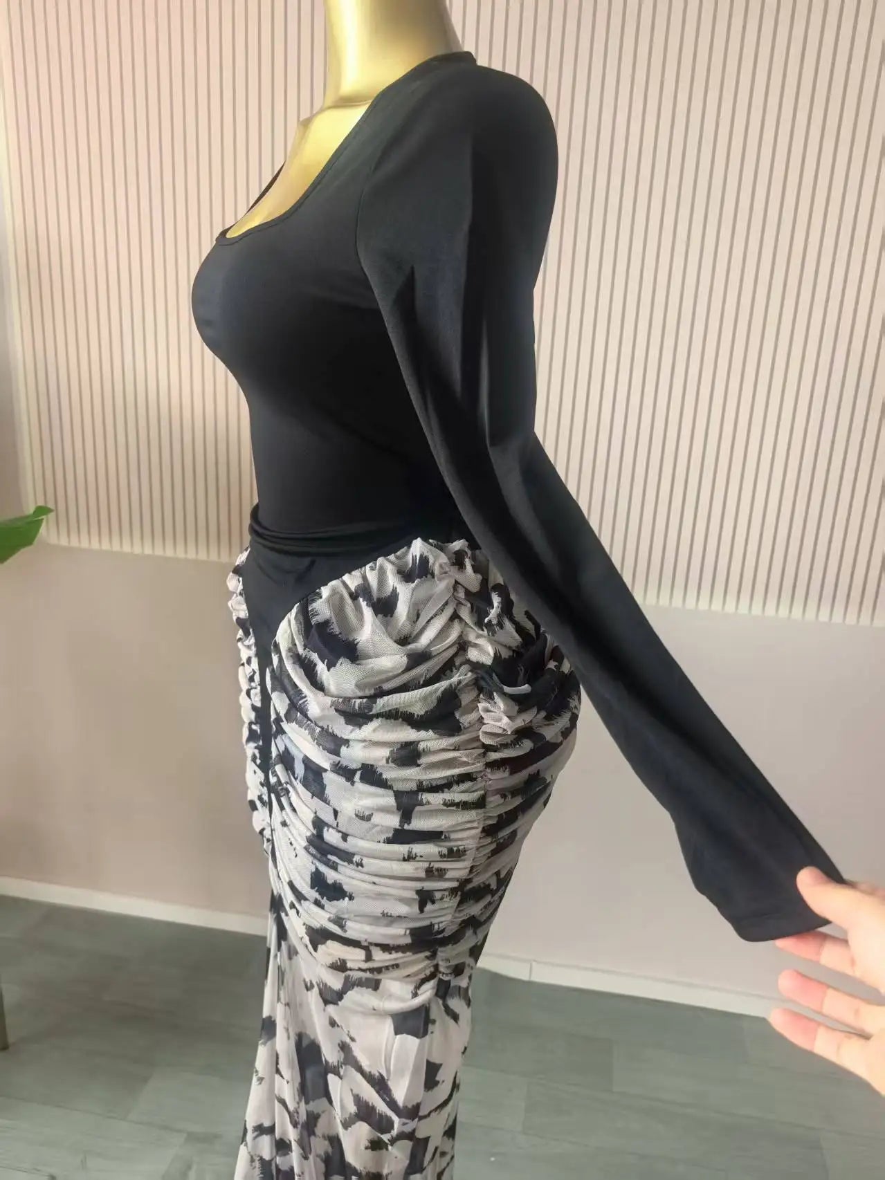 CM.YAYA Women Print Patchwork Stacked Ruched Sleeveless Bodycon Midi Maxi Long Dress 2025 Birthday Vacation Sexy Party Dresses