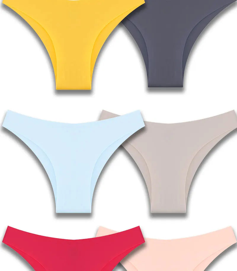 3Pcs/Set Ice Silk Seamless Underwear For Women Low Waisted Brazilian Pants Breathable High Elasticity Lingerie Intimates Panties