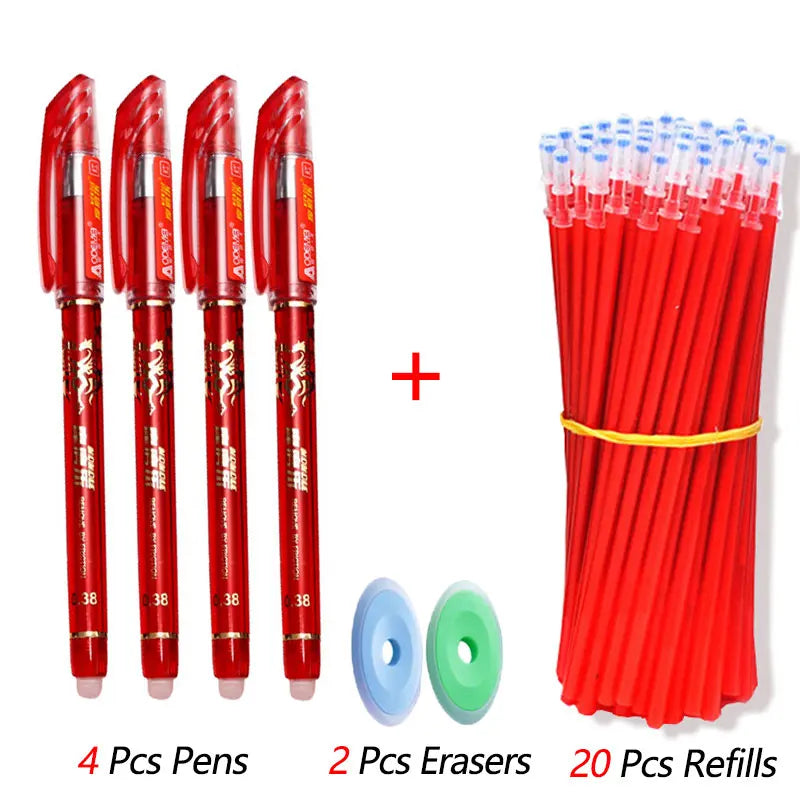 26 Pcs/Set Kawaii Erasable Pens 0.5mm Gel Pen Waterproof Gel Ink Stationery School Writing supplies for Notebook Office Student