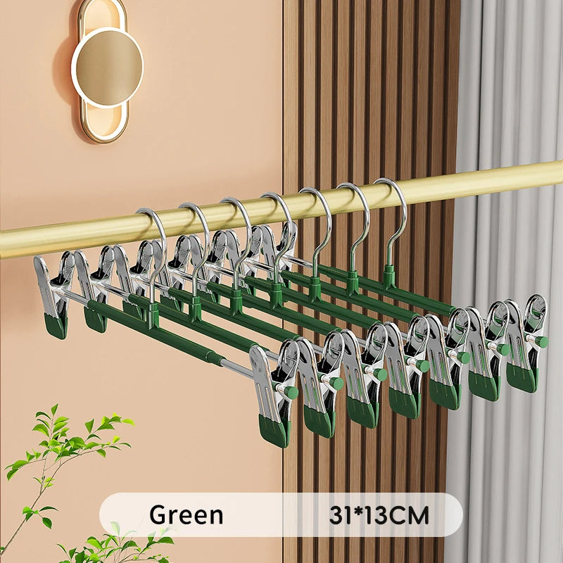 5Pcs Pants Hangers with Clips Adjustable Skirt Hangers for Women Non-Slip Trousers Hanger for Jeans Clothes Hangers for Pants