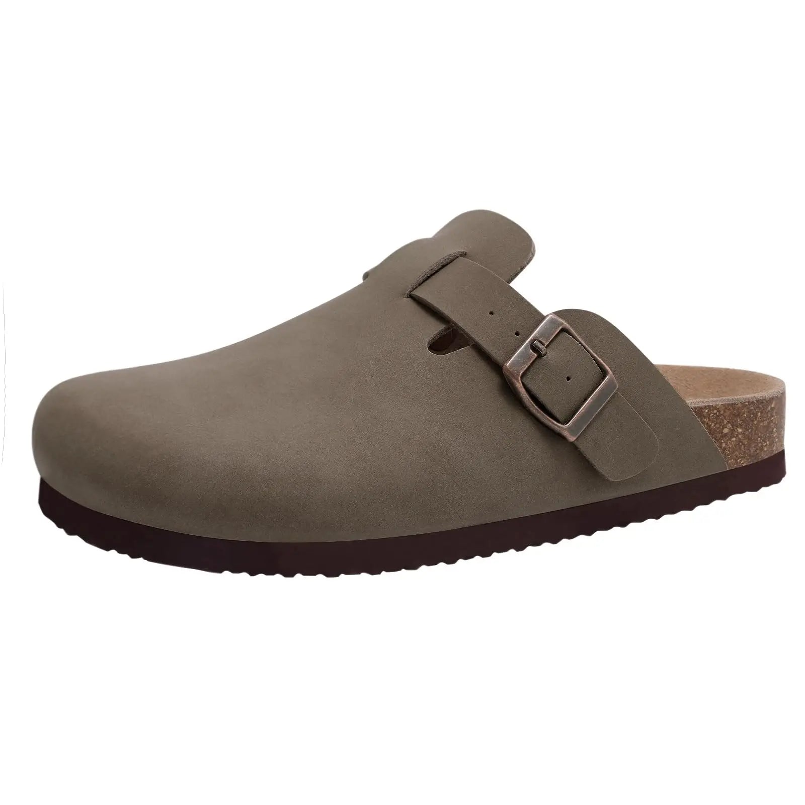 Comwarm Buckle Clogs For Women Men New Genuine Suede Clogs with Arch Support Soft Cork Footbed Mules Fashion Thick Beach Sandals