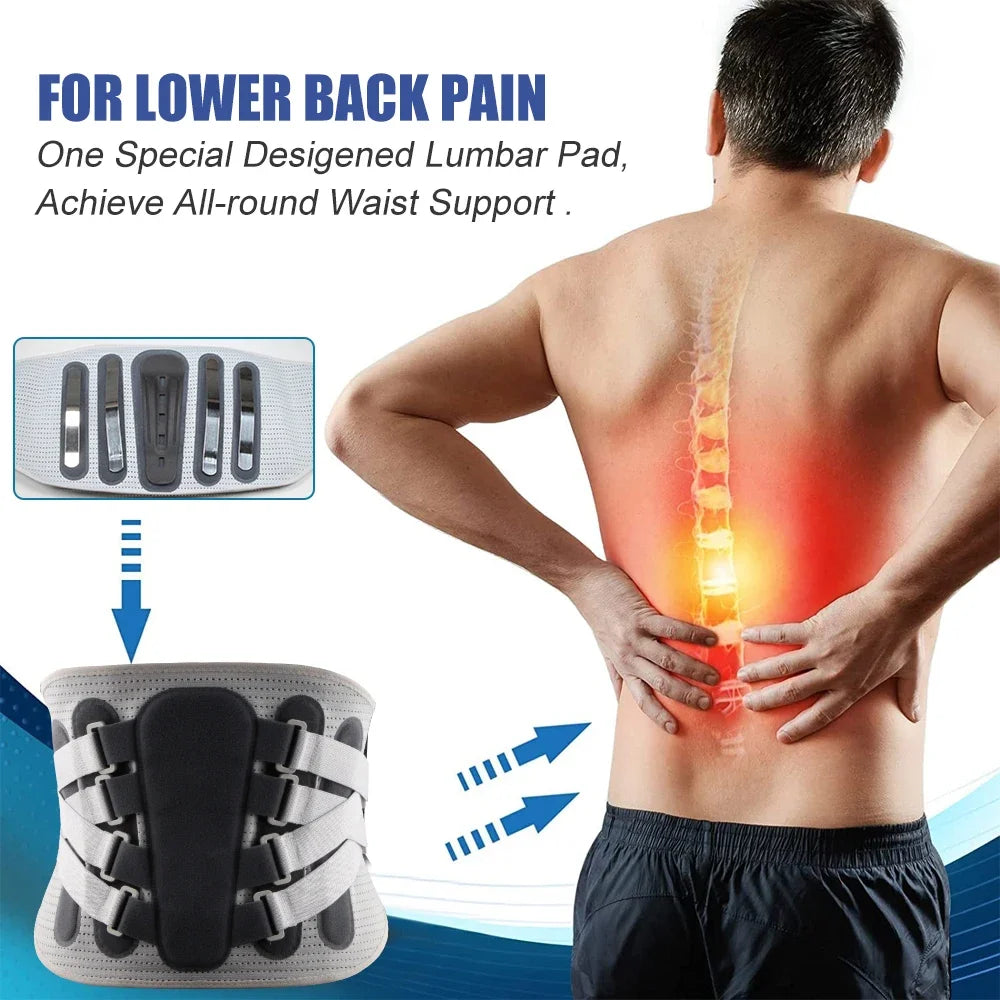 Adjustable Waist Support with Ergonomic Lumbar Pad for Spinal Alignment Sciatica Scoliosis and Herniated Discs - for Men & Women