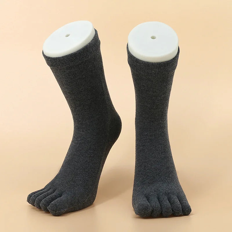 Toe Socks Men cotton Five Fingers Socks Breathable Short Ankle Crew Socks Sports Running Solid Color Black White Grey Male Sox