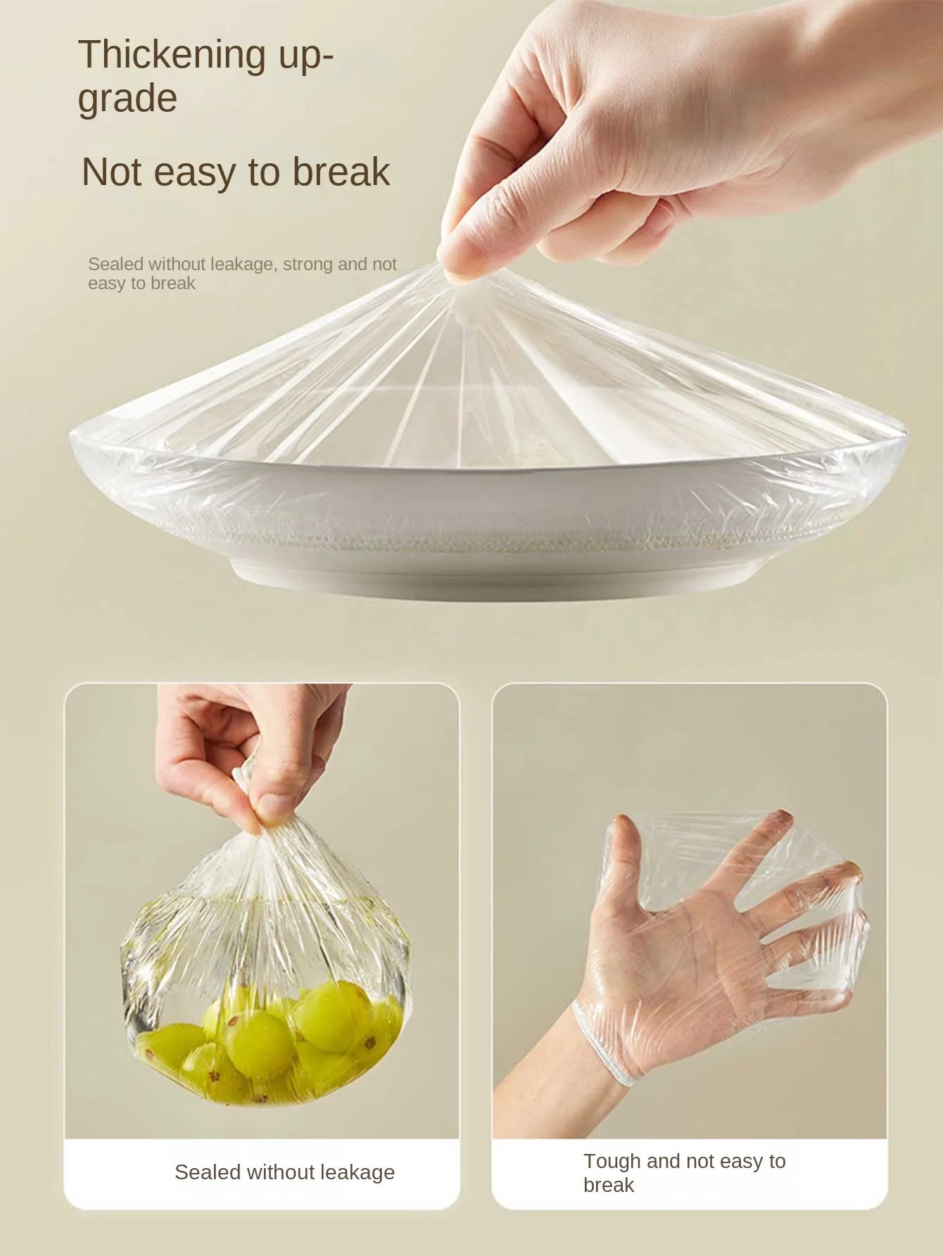 100-Pack Disposable Food-Grade Plastic Wrap Covers for Home Kitchen Refrigerator Leftovers, Hangable and Pull-Out Style