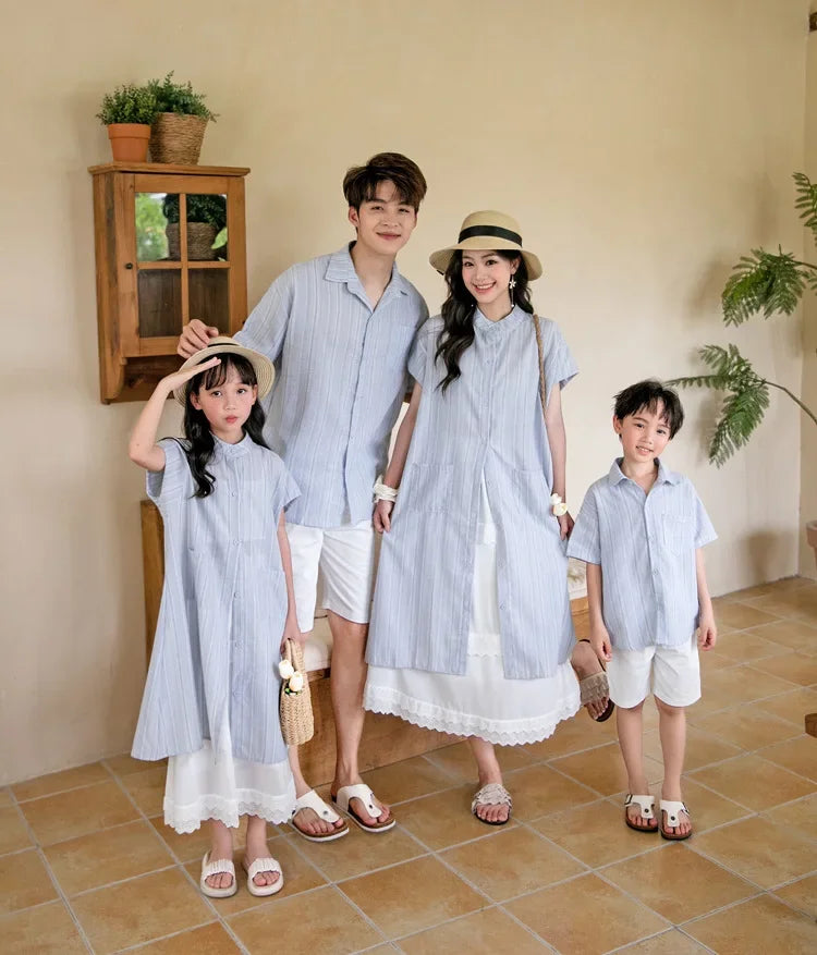 Holiday Look Summer Family Matching Clothing for Couples Mother Father and Son Daughter Clothes Fashion Mom and Children Outfits