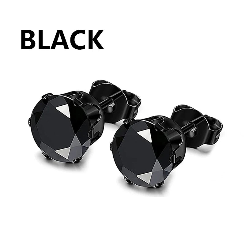 Black Punk Stainless Steel Women Men Hoop Earrings Small Trendy Round Cross Pendants Jewelry Accessories Earrings
