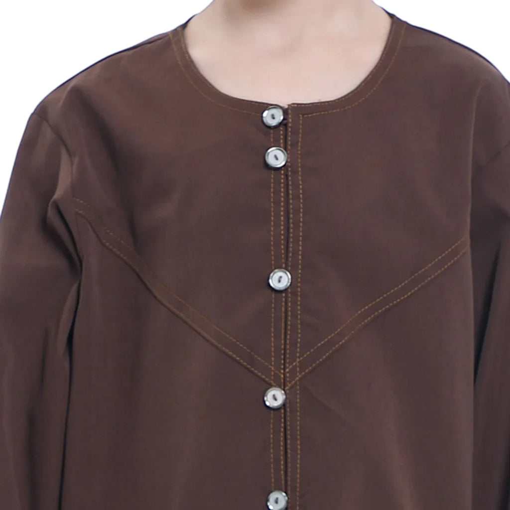 Muslim Children Robe 2 Pieces Set Kids Boy Round Neck Long Sleeve Printed Dress Shirt Abaya Kaftan Jubba Thobe Islamic Clothing