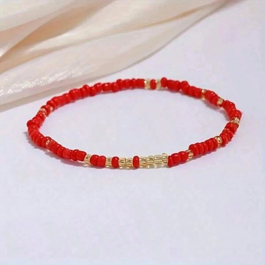 17pcs/Set Random Bohemian Vacation Colorful Beads Stacked Bracelets-Handmade Glass Bead Jewelry For Men And Women