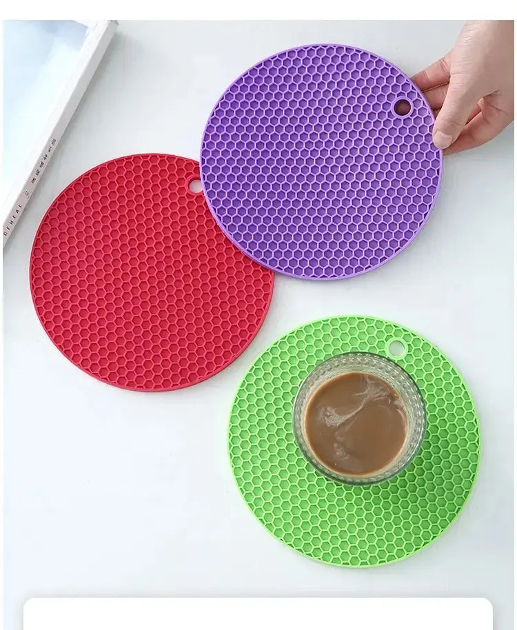 Round Resistant Rubber Mat Drink Cup Coasters Insulation Non Slip Pot Holder Thicken Table Placemat Kitchen Accessories