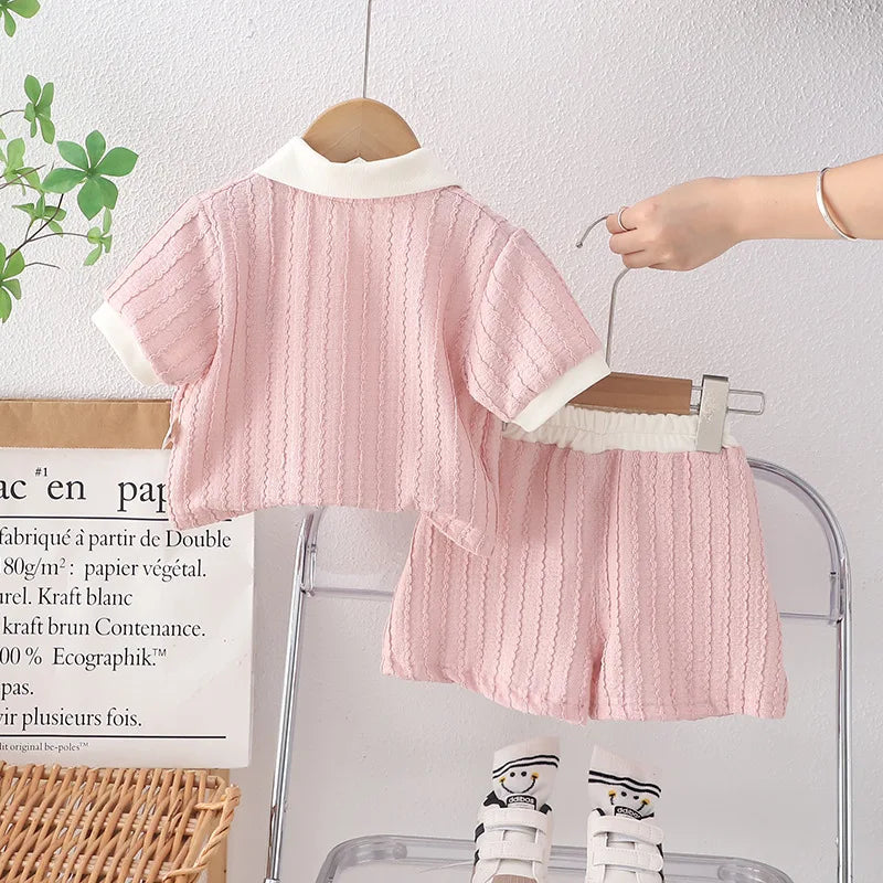 2025 New Summer Baby Girls Clothes Children Cotton T Shirt Shorts 2Pcs/Set Toddler Clothing Infant Fashion Costume Kids Suits