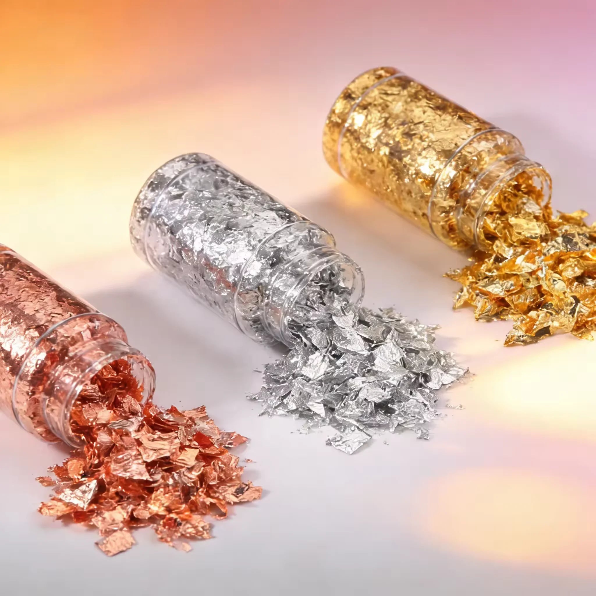 Metallic Foil Flakes Golden Silvery Foil Decorative Paper Resin Mold Fillings Resin Jewelry Making For Nail Art, Painting, Craf