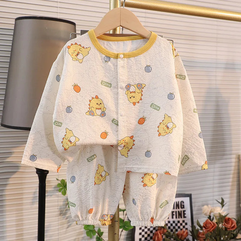 Kid Cute Cartoon New Sleepwear 2pcs Toddler Children Homewear Pajamas Thin Spring Summer Boys Girl Air Conditioning Clothing