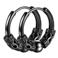 1pair Punk Stainless Steel Viking Earrings Round Circle Totem Hoop Earrings For Men Women Huggie Hip Hop 12mm 14mm 16mm