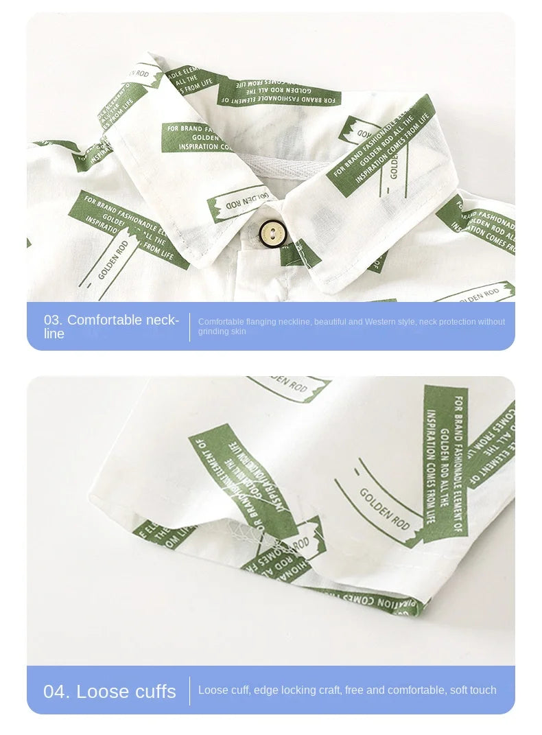 90-170cm Children Girl Short sleeved Shirts Summer Boys Summer Clothes Thin Baby Shirts  Cotton Tops 2023 New Korean Version