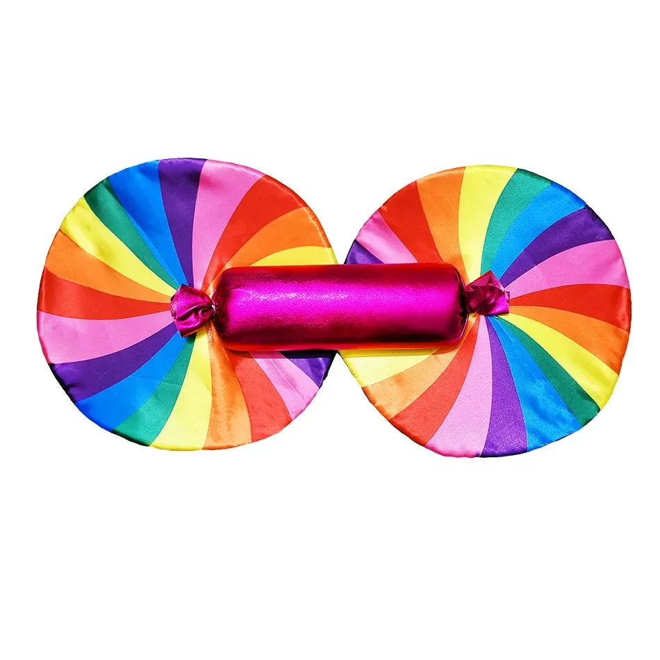 Girls Rainbow Lollipop Costume Princess Dress Purim Festival Candy Vestido Fancy Carnival Birthday Children Fantasy Wings Outfit