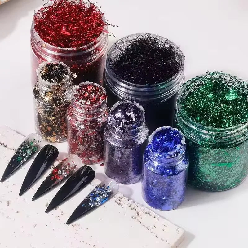 Metallic Foil Flakes Golden Silvery Foil Decorative Paper Resin Mold Fillings Resin Jewelry Making For Nail Art, Painting, Craf