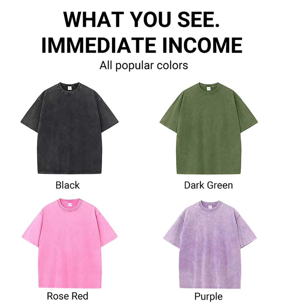 Portal To The Cat Dimension Washed Retro Men Clothes Fashion Summer T-Shirts Streetwear Cotton Loose Tops Breathable Tee Couple