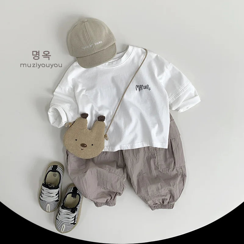 2025 Summer New Children Thin Mosquito Proof Pants Solid Girls Breathable Casual Pants Cotton Kids Boys Loose Cargo Pants
