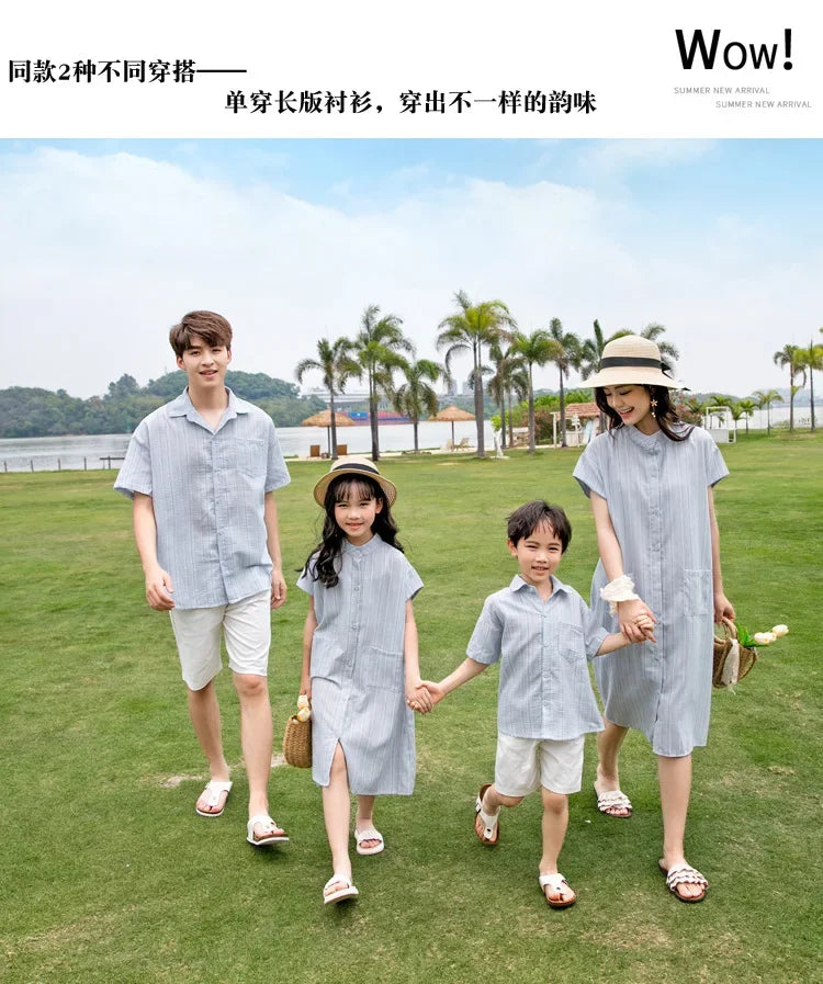 Holiday Look Summer Family Matching Clothing for Couples Mother Father and Son Daughter Clothes Fashion Mom and Children Outfits