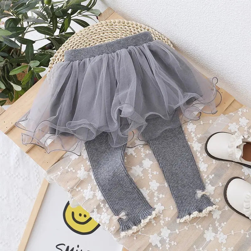 Girls Skirt-leggings Spring Autumn Mesh Skirt Pants for Kids Warm Winter Lace Children Leggings Toddler Trousers Baby Tights