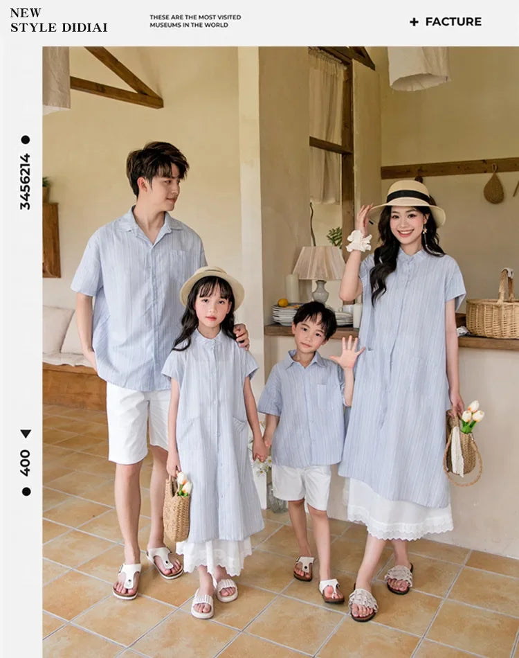Holiday Look Summer Family Matching Clothing for Couples Mother Father and Son Daughter Clothes Fashion Mom and Children Outfits