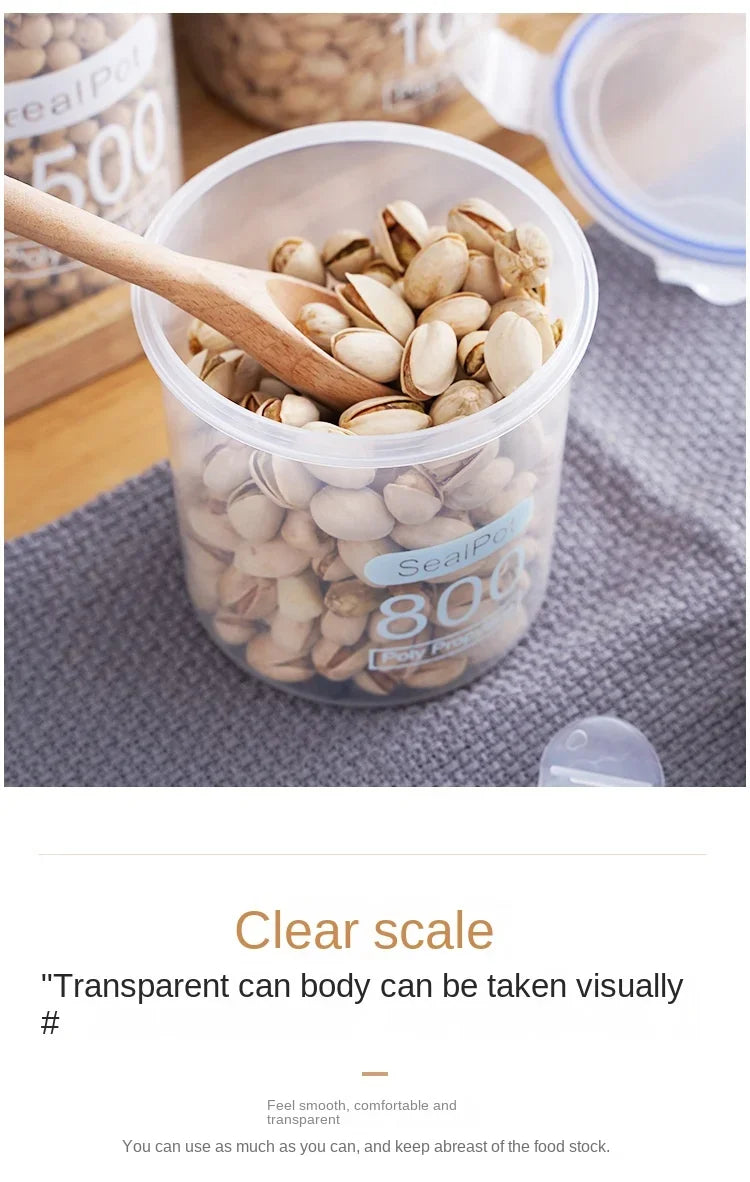 Sealed Jars With Scale Grain Storage Tank Kitchen Food Fresh-keeping Boxes Refrigerator Organize Container Seasoning Spices Can