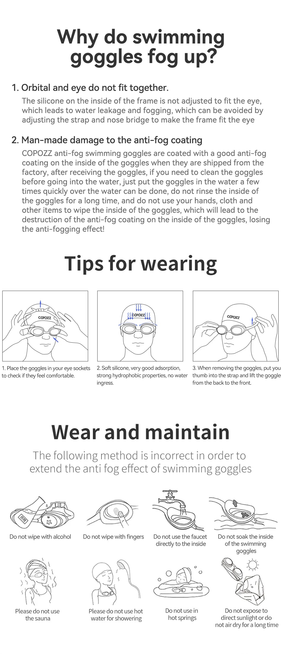 COPOZZ Professional Swimming Goggles Men Women Anti fog UV Protecion Waterproof Swimming Glasses Swim Eyewear