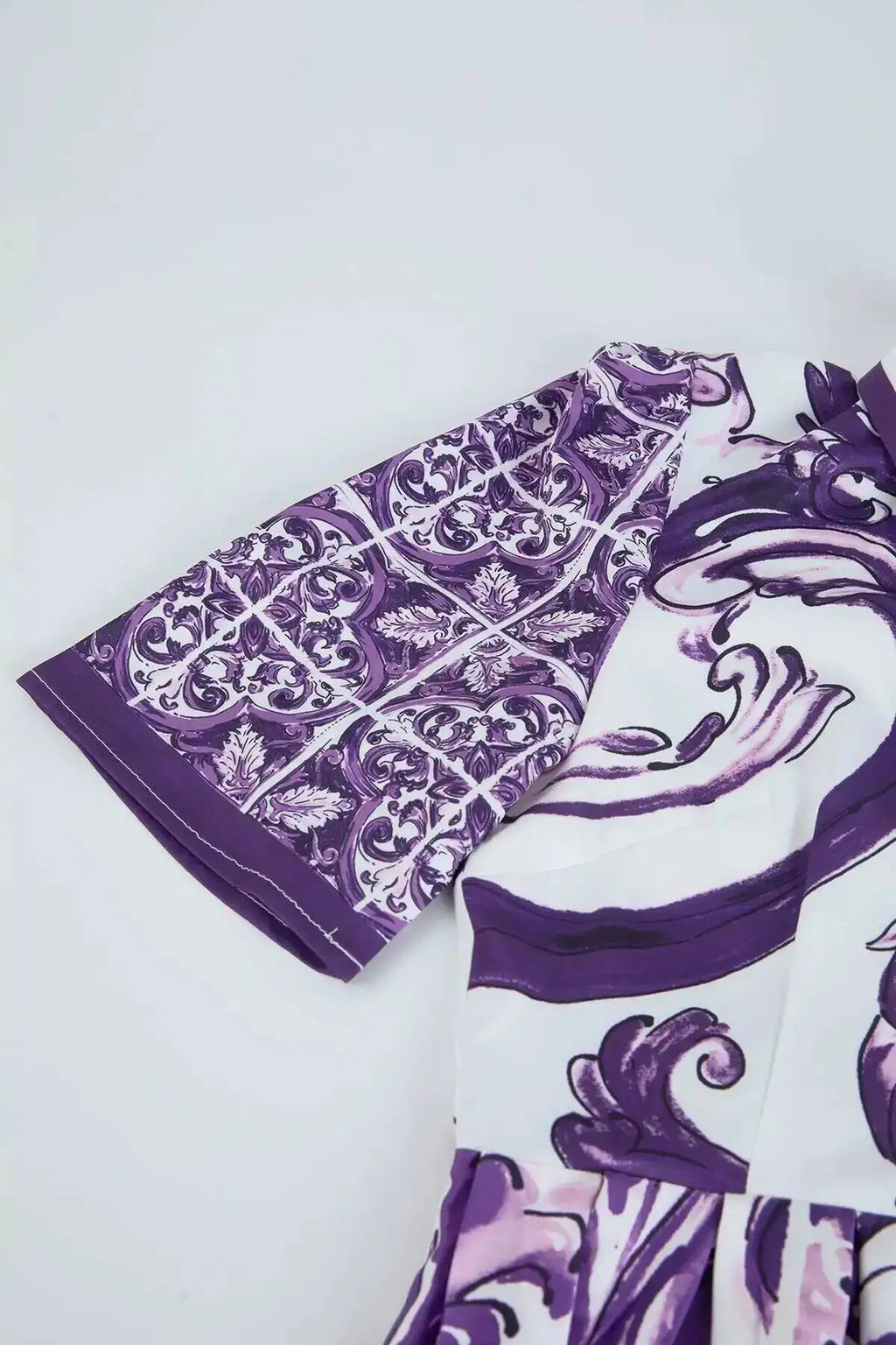 Fashion Summer Floral Long Dress Women Purple Porcelain Print Midi Dresses Shirt Single Breasted Office Lady Work Holiday Runway