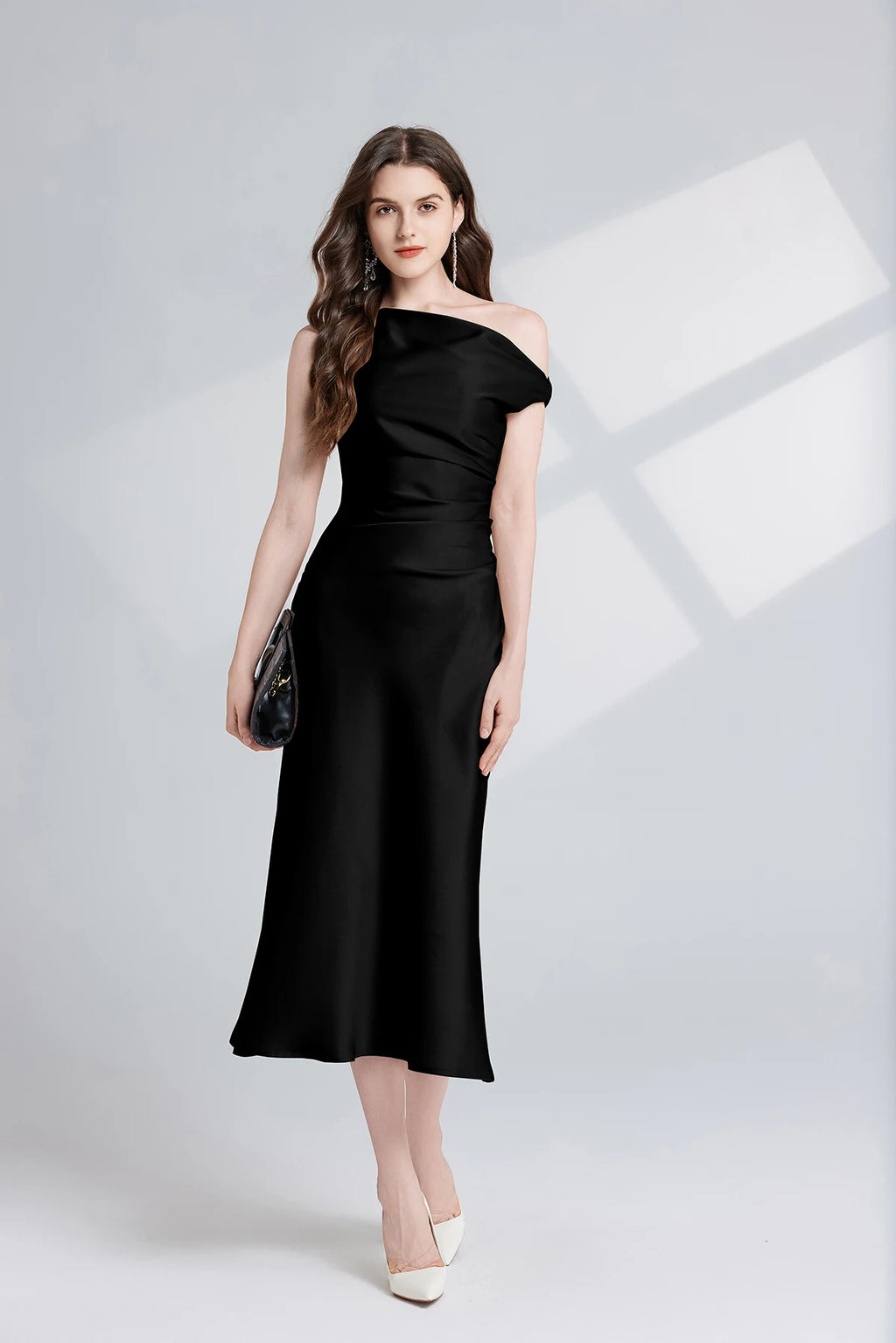 French Summer Autumn Fashion Acetate Satin Evening Dress Women Sexy Slash Neck Pencil Mermaid Long Prom Dresses Lady Gown
